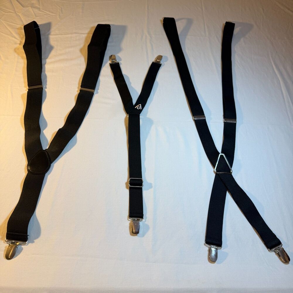 Assorted Y-Style Men Black Elastic Military Shirt Stays Garters 3-4 Clips